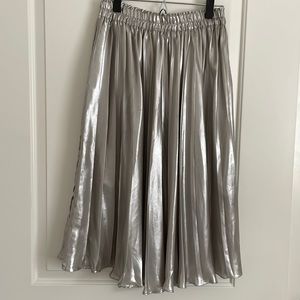 Silver Metallic Midi Skirt